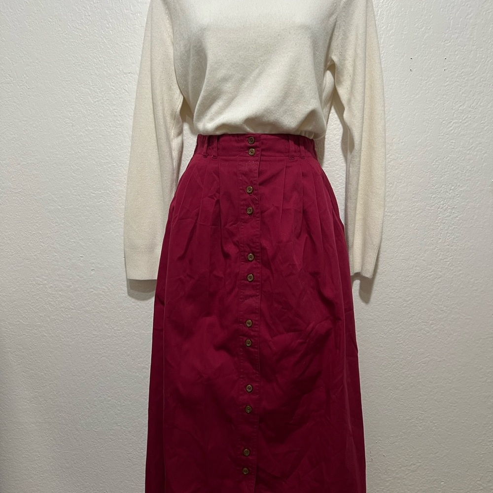 Coral Bay Rich Red Button-Front A-Line Skirt